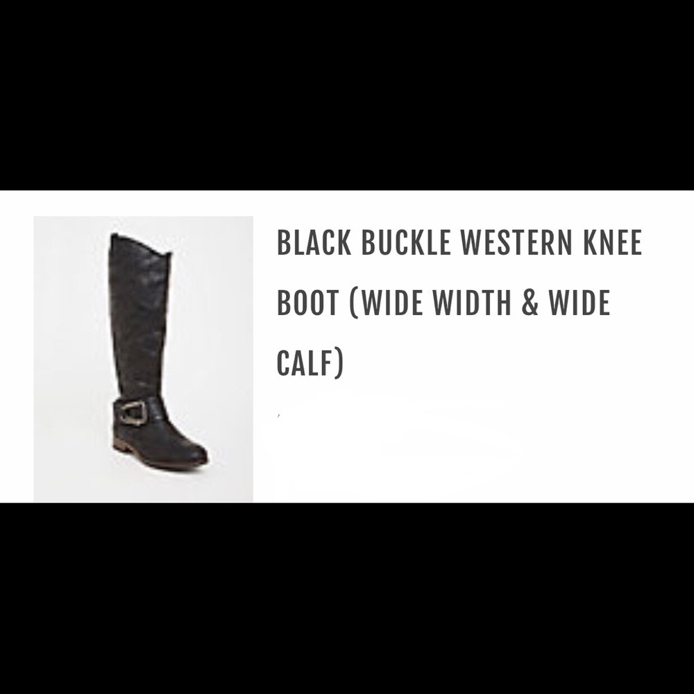 Black Western Large Buckle Boot Wide Calf&Width 10
